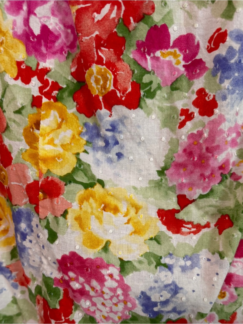 Harvé Benard Swiss Dot Blouse XL Watercolor Print Puff Sleeve Top - Picture 11 of 13